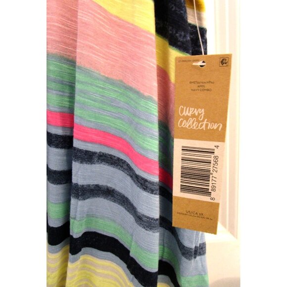 Rachel Roy Curvy Collection Plus Size Stripe Multicolor Sleeveless Top - 3X NWT - Picture 4 of 15